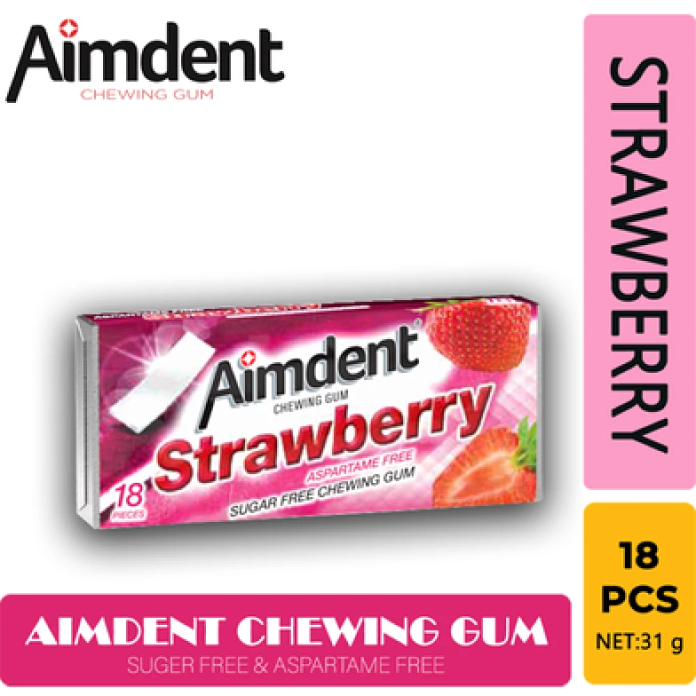 Aimdent Strawberry Chewing Gum 18pcs
