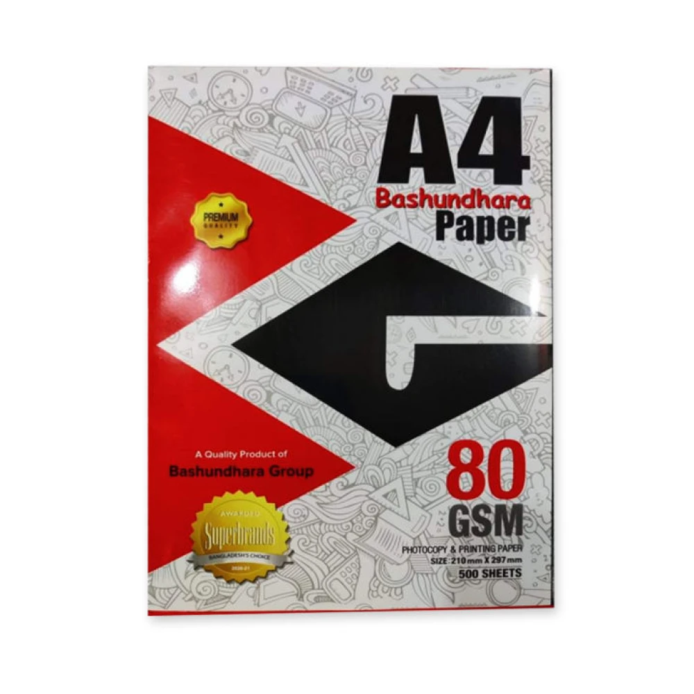 Bashundhara Paper A4 Size 80 GSM 1 Rim 500 Sheet