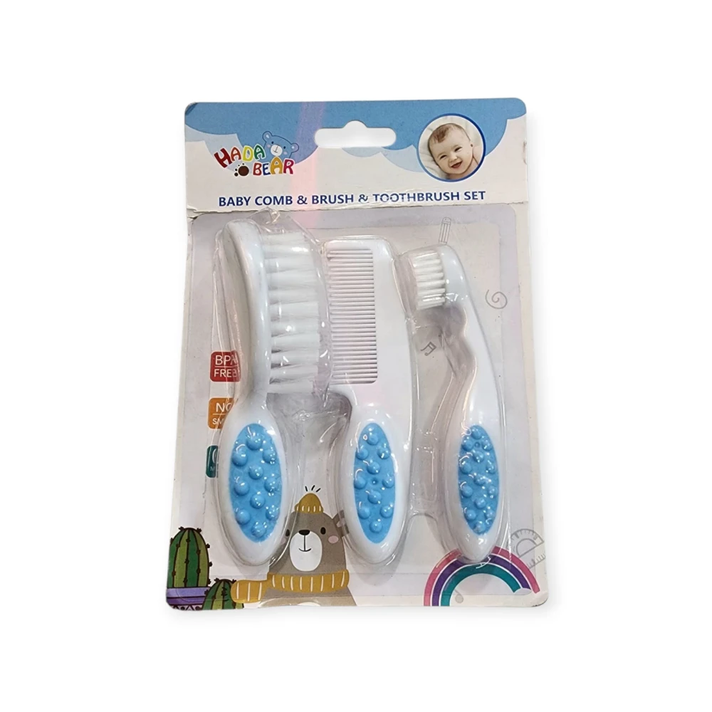 Hada Bear Baby Comb & Brush & Toothbrush Set