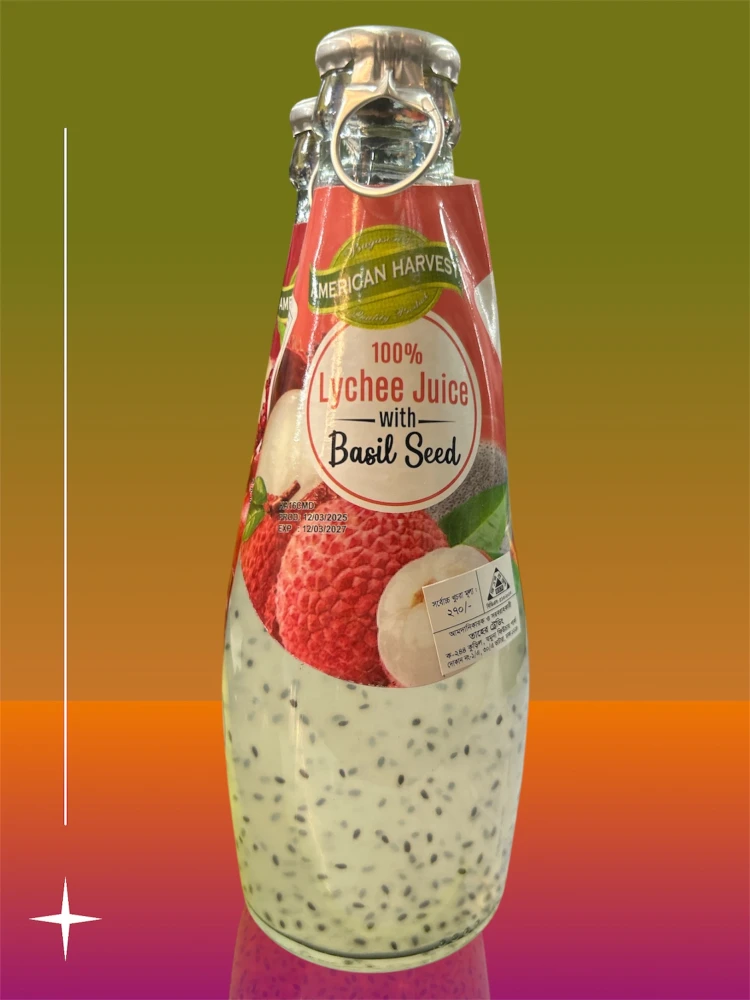 American Harvest Lychee Juice With Basil Seed 290ml