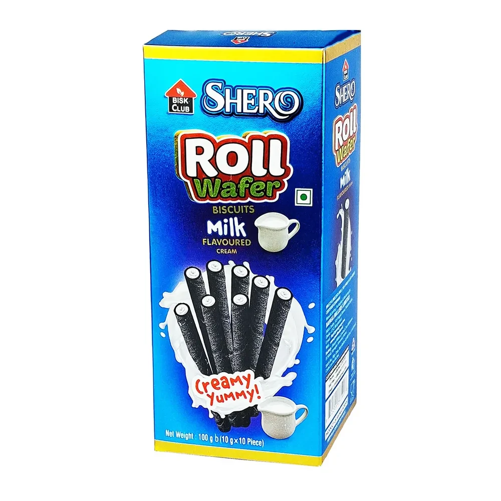 Bisk Club Shero Roll Wafer Biscuits Milk Flavoured Cream 100gm