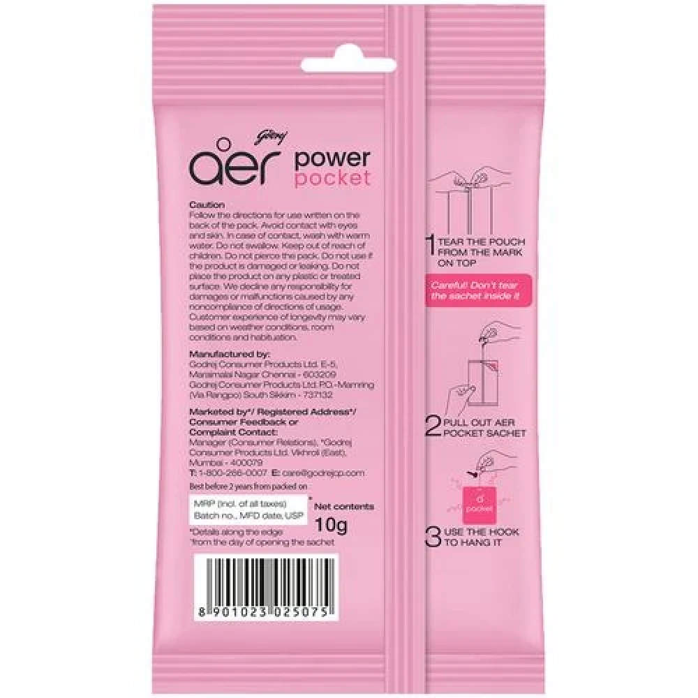 Godrej Aer Power Pocket-Rose Fresh Blossom 10gm