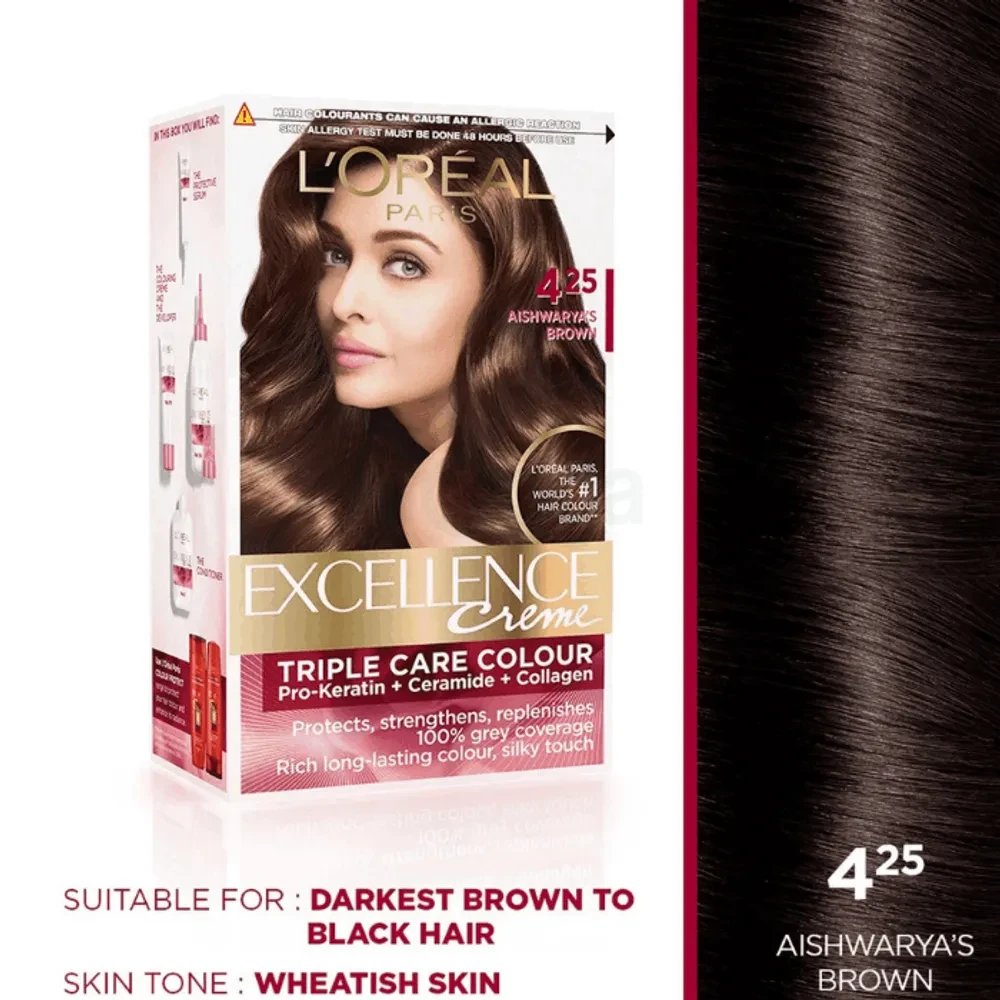 L'Oreal Paris Excellence Creme Hair Color 4.25 Aishwarya's Brown 100g+72ml