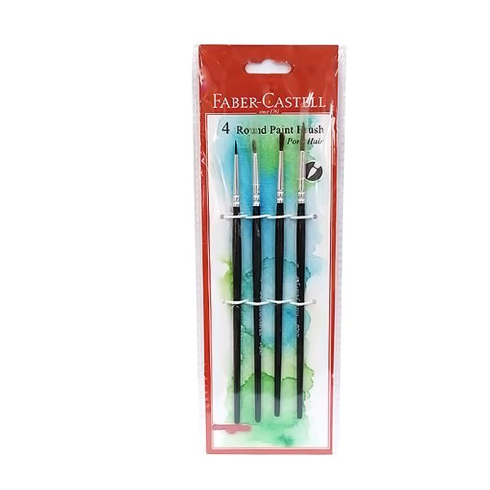 Pony Hair Round Paint Brush (Assorted Set of 4)