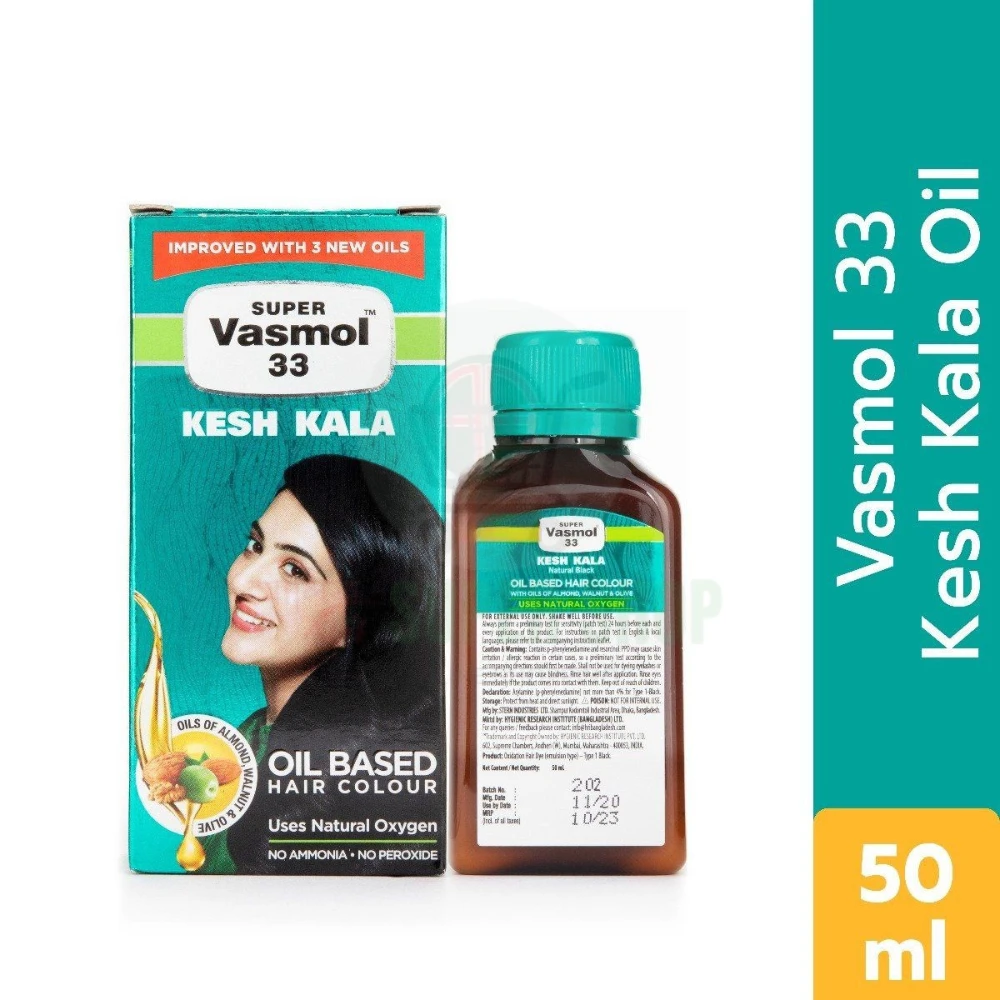 Super Vasmol 33 Hair Oil Kesh Kala Black Color 50ml